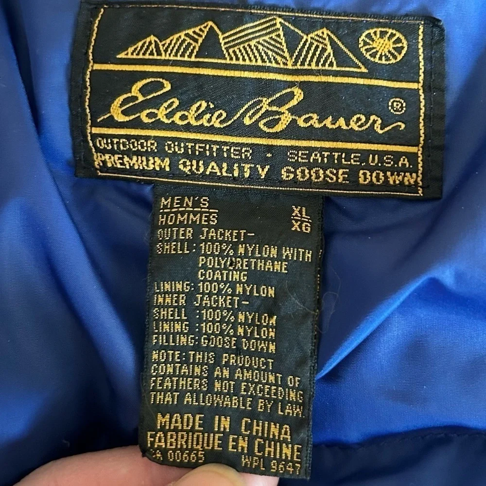 EDDIE BAUER Vintage Goose Down Puffer Jacket Mens Size XL